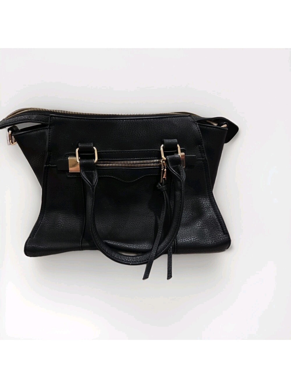 Urban Expressions "Virgo" Black Vegan Leather Satchel Tote Handbag - Excellent